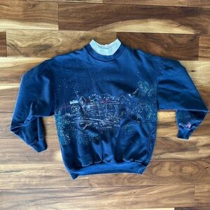 Vintage Navy Winter Themed Sweatshirt size Small